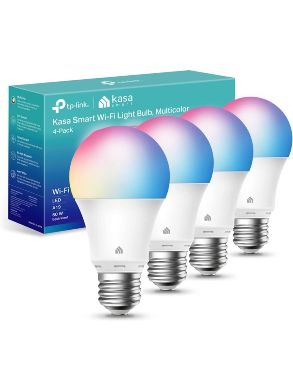 Multicolor Dimmable Wi-Fi Smart Bulb A19 - Energy Efficient LED Light, Smart